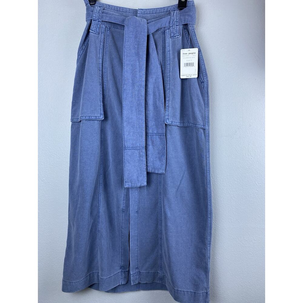 NWT Free People Sz 4 Blueberry Pie Catch Feelings Linen Blend Midi Skirt - Picture 3 of 16